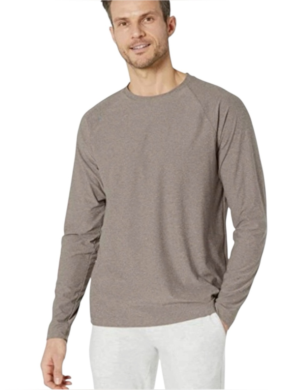 Rhone Reign Long Sleeve Performance Outdoor Sports Shirt Mens M Heather Brown
